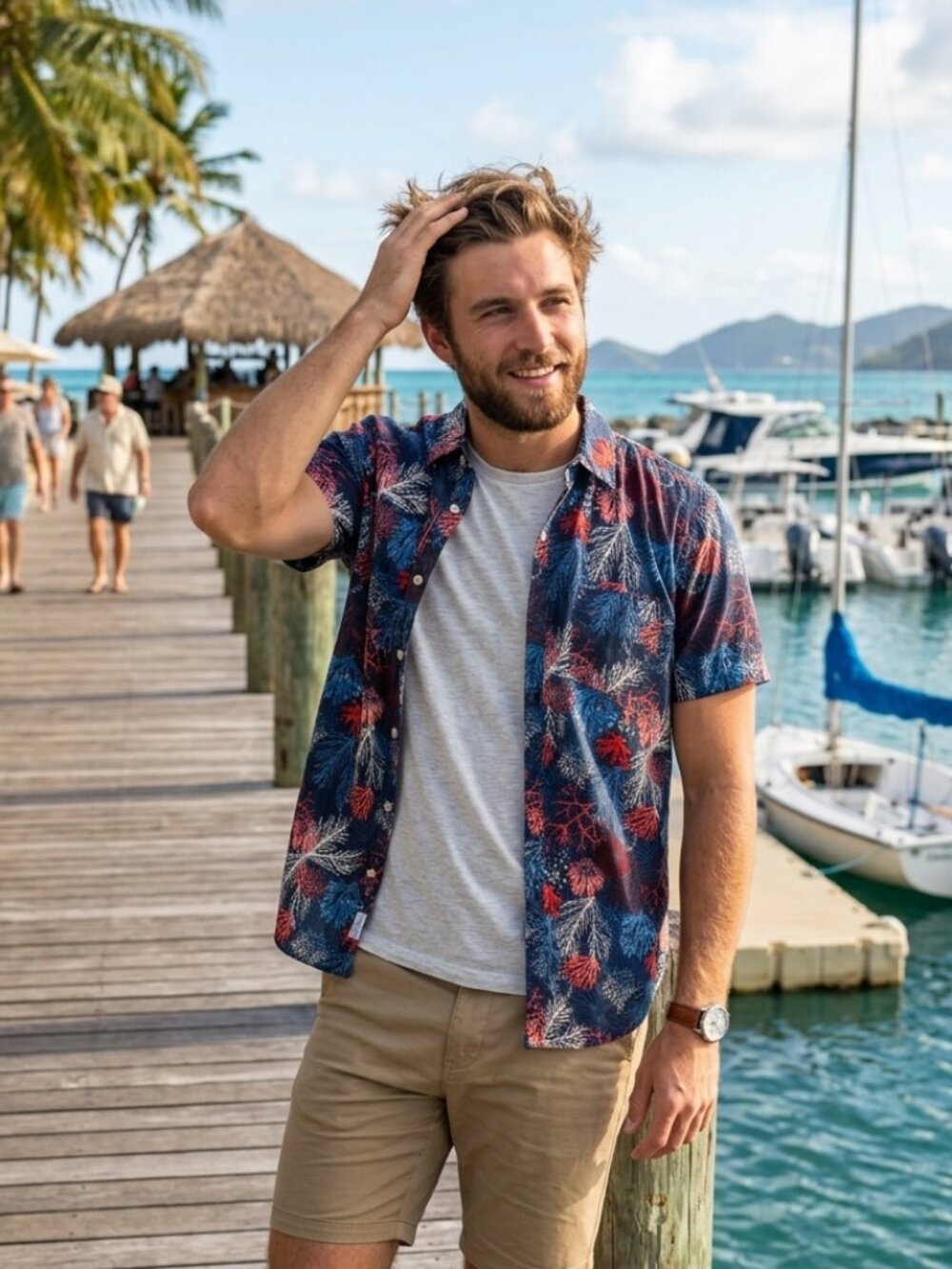 Paper Denim & Cloth Coral Reef Print Red and Blue Shirt